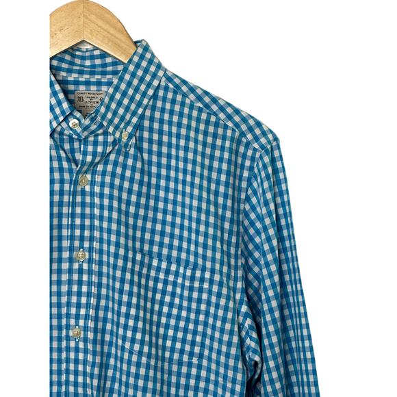 J.Crew Blue & White Gingham Check Print Long Sleeve Button-Up Men's Medium - Picture 5 of 8